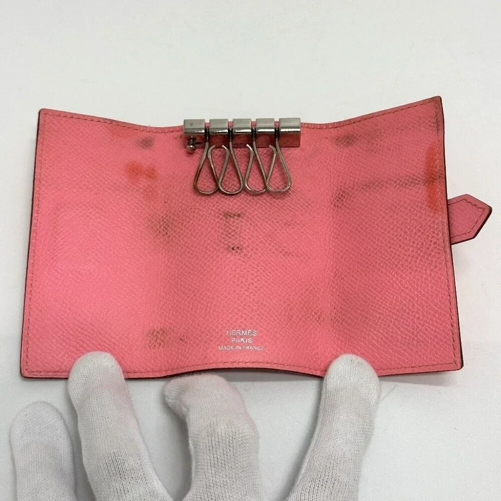 HERMES HHardware Bearn 4-Ring Key Case Epsom pink - Picture 9 of 10
